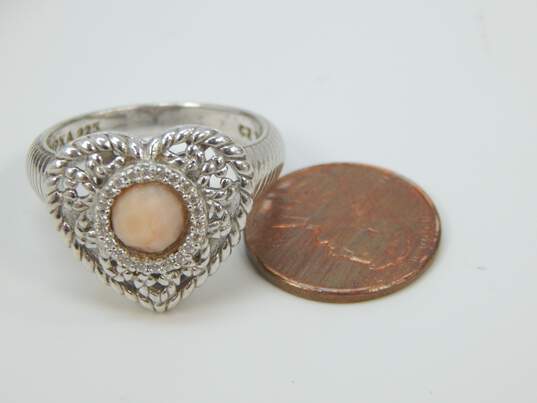 Judith Ripka Sterling Silver Peruvian Pink Opal & CZ Heart Ring 9.7g image number 8