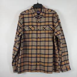 Patagonia Men Brown Plaid Button Up Long Sleeve Shirt L