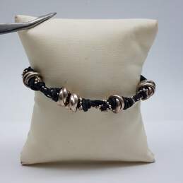 Dyadema Sterling Silver Fabric & Bead Bracelet 7 Inch 11.8g