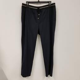 Womens Navy Blue Pockets Drawstring Waist Straight Leg Track Pants Size 50 alternative image
