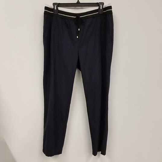 Womens Navy Blue Pockets Drawstring Waist Straight Leg Track Pants Size 50 image number 2