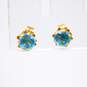 14K Gold Faceted Blue Glass Stud & Etched Flower Post Earrings Variety 1.0g image number 2