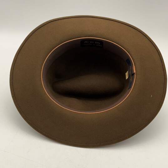 Brooks Brothers Brown Wide Brim Leather Trim Fedora Hat Size XL image number 5