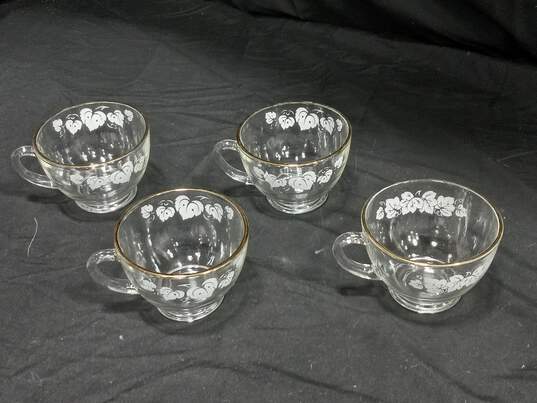 Vintage Anchor Hocking Clear White Grape Punch Bowl w/ 12 Cups image number 7