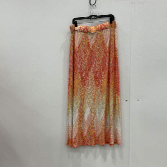 Womens Orange Yellow Printed Elastic Waist Pull-On Maxi Skirt Size 14/16 image number 1