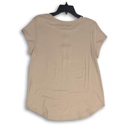 NWT Cupio Womens Beige Round Neck Short Sleeve Pullover T-Shirt Size L alternative image