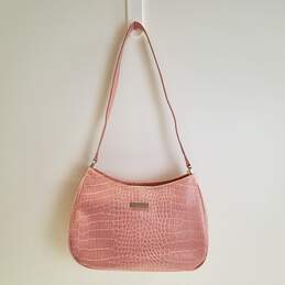 Liz Claiborne Croc Embossed Crescent Shoulder Bag Pink