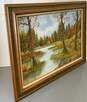 Original Landscape Amber Autumn on the Lake Oil on canvas by Marthy Cane Signed image number 2