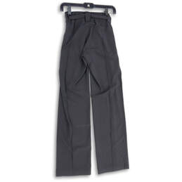 Womens Black Pleated Elastic Waist Straight Leg Paperbag Pants Size 2 alternative image
