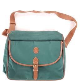 Ralph Lauren Green/Brown Leather Trim Travel Bag