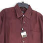 NWT Mens Deep Maroon Spread Collar Long Sleeve Button-Up Shirt Size Medium image number 3