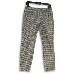 Lafayette 148 New York Womens Black White Plaid Pull-On Ankle Pants Size 4