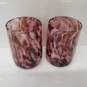 Handmade and Signed Drinking Glass Tumbler Rose Color x2 image number 1