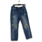 Womens Blue Denim 5-Pocket Design Distressed Boyfriend Jeans Size 29 image number 1