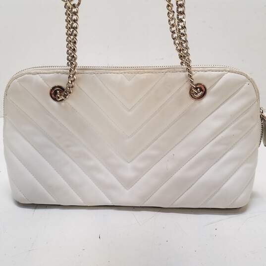 DKNY White PU Quilted Small Shoulder Satchel Bag Handbag image number 2