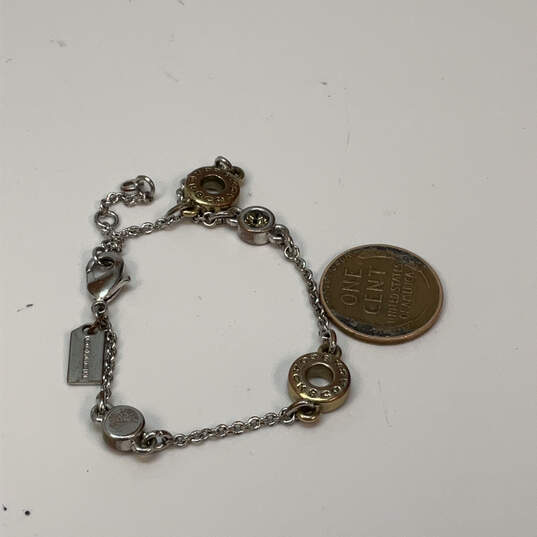 Designer Coach Two-Tone Adjustable Chain Open Circle Charm Bracelet image number 3