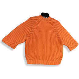 Womens Orange Knitted Crew Neck Long Sleeve Pullover Sweater Size Small alternative image