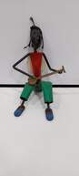 Handmade African Statue of a Man Playing a Stringed Instrument image number 1