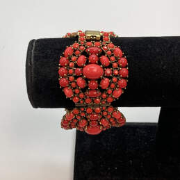 Designer Stella & Dot Gold-Tone Red Stone Fashionable Chain Bracelet