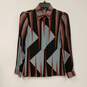 Womens Multicolor Abstract Long Sleeve Collared Casual Blouse Top Size 38 image number 1
