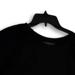 Womens Black Round Neck Short Sleeve Pullover Blouse Top Size XS