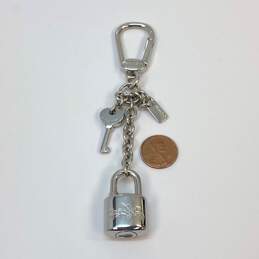 Designer Coach Silver-Tone Locker And Key Bag Charm Keychain alternative image