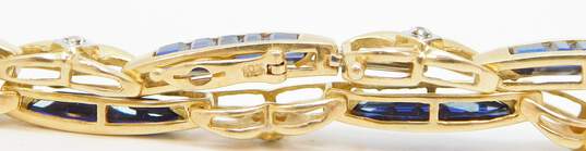 Elegant 10K Yellow Gold Sapphire & Diamond Accent Bracelet 9.1g image number 5