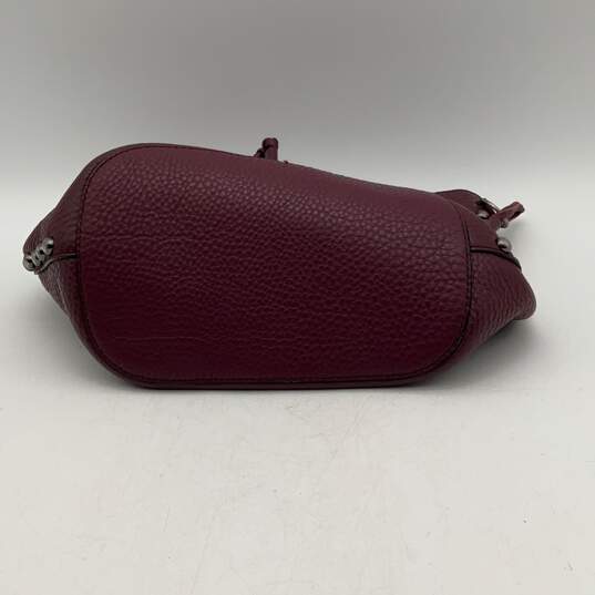 Womens Purple Leather Tassel Studded Drawstring Bucket Bag Purse image number 5