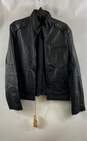 William Rast Mens Black Leather Long Sleeve Collared Biker Jacket Size Medium image number 1