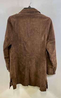 Maddox Womens Brown Suede Collared Pockets Long Sleeve Coat Size 36 alternative image