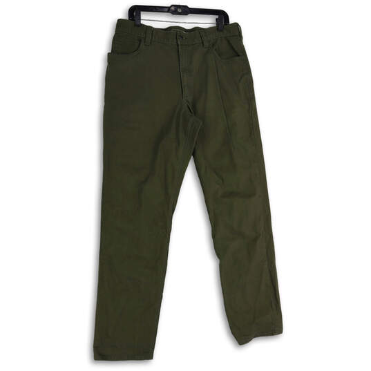 Mens Green Denim 5-Pocket Design Straight Leg Work Pants Size 36x36 image number 1