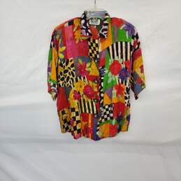Globe Trotter Vintage Rayon Multicolor Button Up Top WM Size O/S