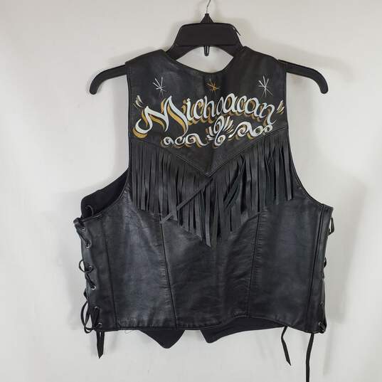 Cheli's Women Black Leather Vest M image number 2