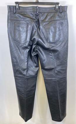 Bonus Mens Black Leather High Rise Flat Front Straight Leg Biker Pants Size 40 alternative image