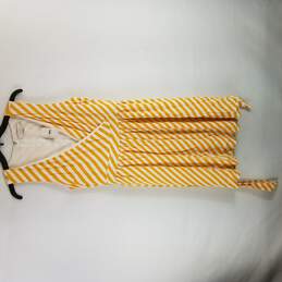 Loft Women Yellow White Striped Sleeveless Dress Mid M 8 NWT
