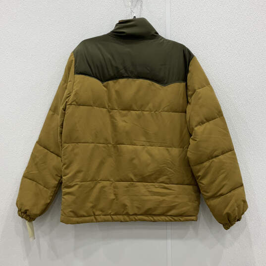 NWT Mens Green Tan Long Sleeve Pockets Full-Zip Puffer Jacket Size Medium image number 2