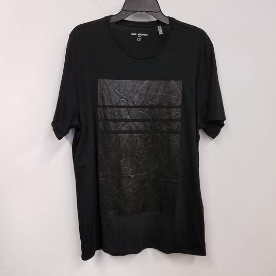 Mens Black Cotton Short Sleeve Crew Neck Pullover Graphic T-Shirt Size L image number 1