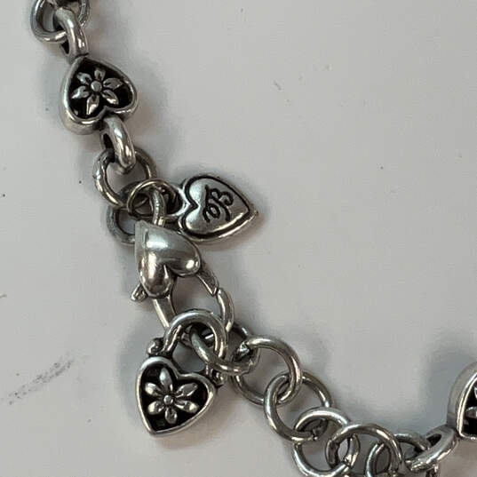 Designer Brighton Silver-Tone Scrolled Link Chain Heart Charm Bracelet image number 4