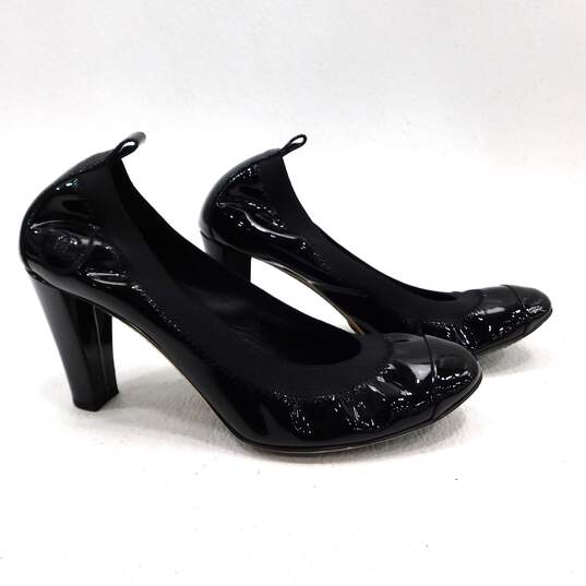 Chanel Women’s Escarpins Black Scrunch Pumps Size 37.5 with Pouch, Box & COA image number 5
