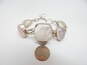 Artisan 925 Rose Quartz Square Oval & Teardrop Cabochons Linked Toggle Bracelet 27.6g image number 4