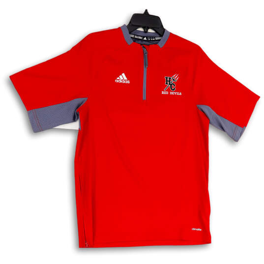 Unisex Red HC Devils Crew Neck Short Sleeve 1/4 Zip T-Shirt Size XS image number 1