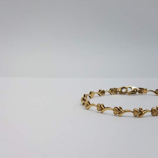 14k Gold Heart Link Bracelet 4.8g image number 5