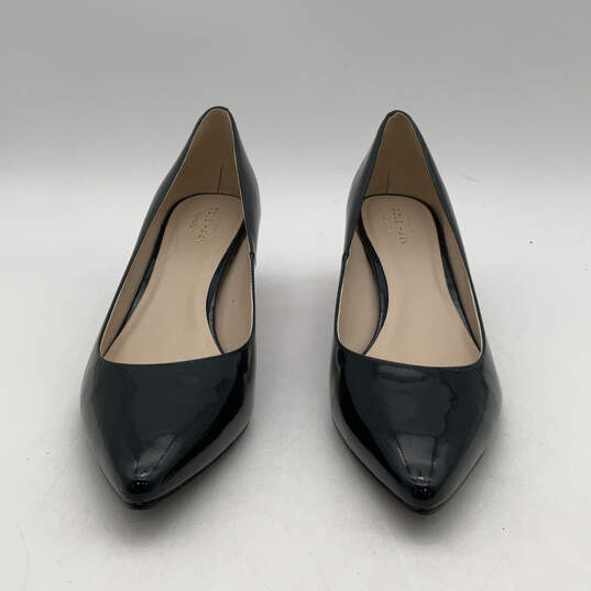 Womens Black Patent Leather Pointed Toe Slip-On Pump Heels Size 10 B image number 1