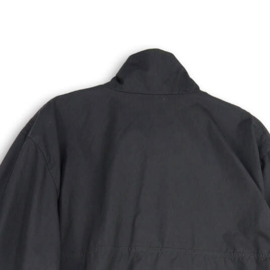 Mens Black Mock Neck Long Sleeve Full-Zip Windbreaker Jacket Size Large image number 4
