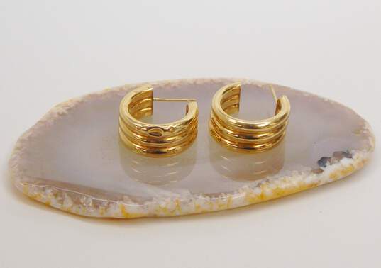 14K Yellow Gold Triple Hoop Earrings 3.0g image number 2