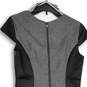Womens Black Gray Square Neck Cap Sleeve Back Zip Sheath Dress Size 4 image number 4