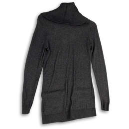 Womens Gray Cowl Neck Long Sleeve Pockets Tight-Knit Pullover Sweater Sz XS alternative image