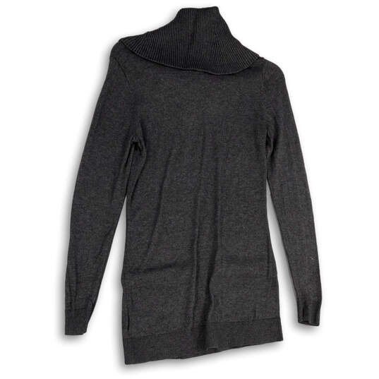 Womens Gray Cowl Neck Long Sleeve Pockets Tight-Knit Pullover Sweater Sz XS image number 2