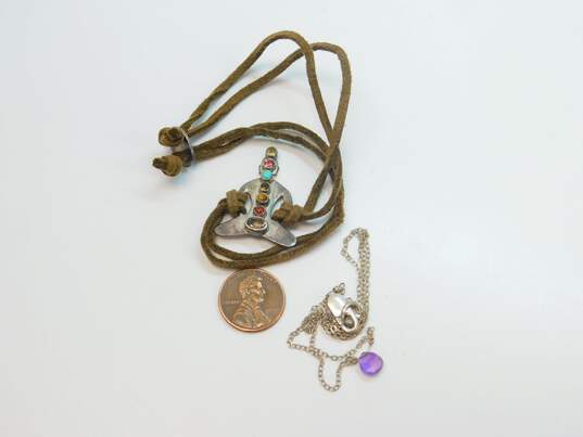 Artisan 925 Amethyst Necklace & Smoky Quartz Citrine Chakra Charm Bracelet image number 7