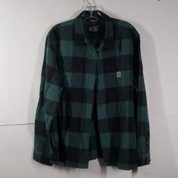 Womens Plaid Loose Fit Long Sleeve Collared Button-Up Shirt Size XXL